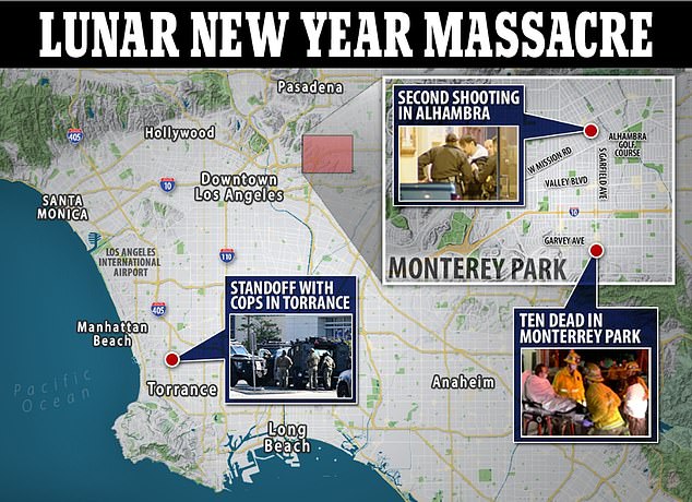 Several incidents took place across much of the Los Angeles area on Sunday, all believed to have been carried out by the same suspect.