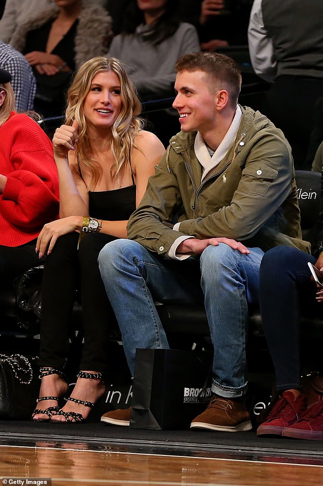 Bouchard attends a Brooklyn Nets game with his Twitter date John Goehrke at Barclays Center on February 15, 2017