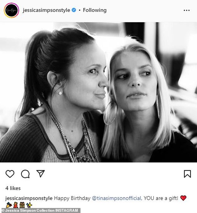 Happy Birthday: Jessica's new tribute comes four days after The Jessica Simpson Collection, in which Tina serves a president, wished her happy birthday, along with a photo of the two of them.