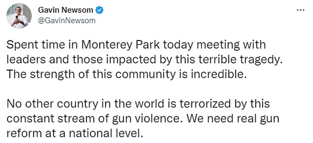 Newsom then shared his trips to the city and called for gun reform.