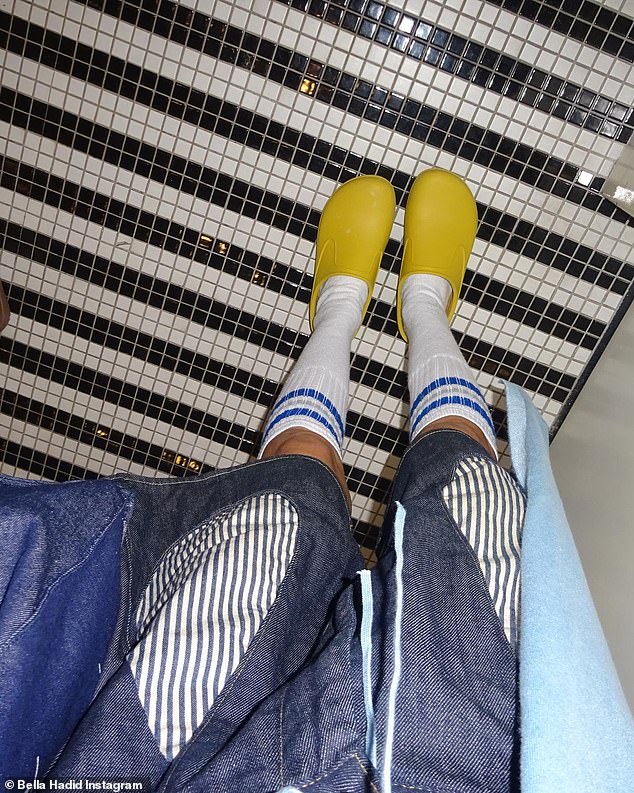 Bold: Added a pair of striking white knee-high socks to the number and a striking pair of yellow clogs.