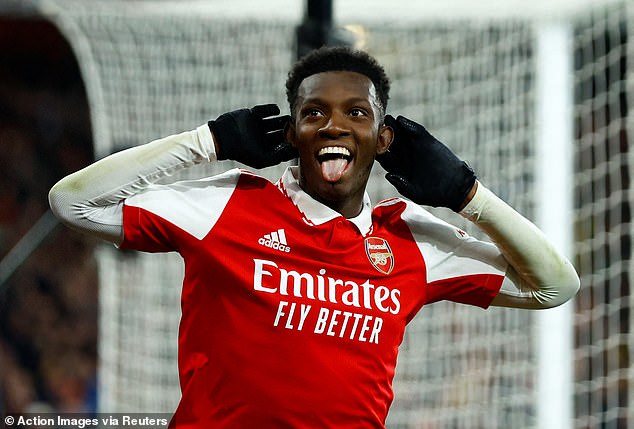 Nketiah understandably celebrated wildly after giving Arsenal the winner against United