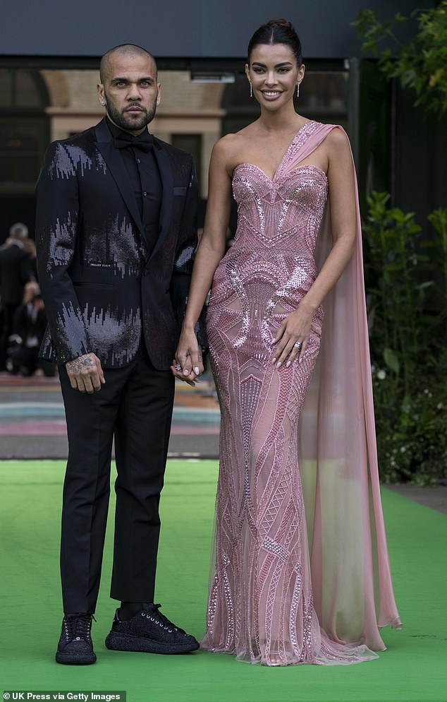 Dani Alves (left) in 2021 with his wife Joana Sanz (right), who recently spoke about her husband's arrest.