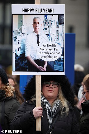 NHS staff at Royal Liverpool University Hospital in Liverpool take part in strikes on January 23