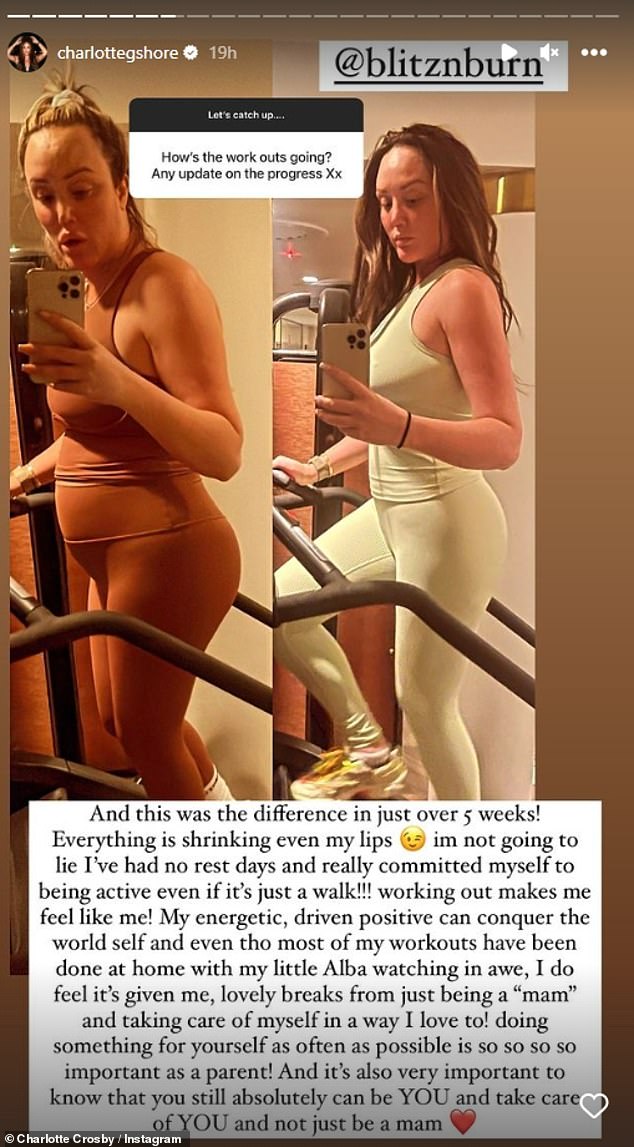 'Working out makes me feel like me!': The Geordie Shore star shared an Instagram before and after comparison last week while showing off her recent five-week transformation.