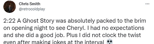 Glowing Reviews: One person said, 'Okay, but honestly, I won't take ANY slander from Cheryl for 2:22!  Girlie crushed her debut.  No stutters or stumbles, all the jokes landed, my girl delivered with thrust and punch.  And I've seen a LOT of shows and performances'