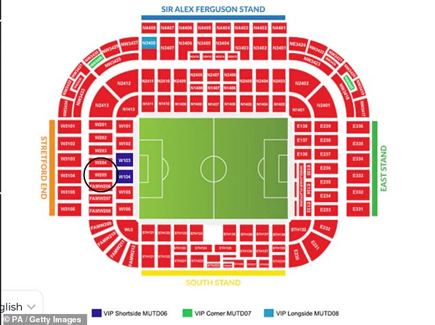 The affected block (circled) will return to general admission beginning in the 2024-25 season