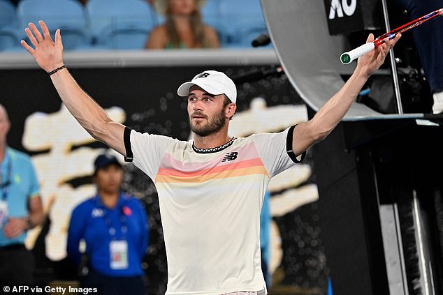 Paul celebrates after beating Spaniard Roberto Bautista Agut to book his own place in the quarterfinals