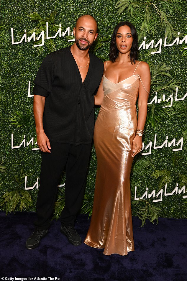 Couple: Rochelle was joined by her JLS star husband Marvin Humes as they attended the opening of Ling Ling on Sunday night.