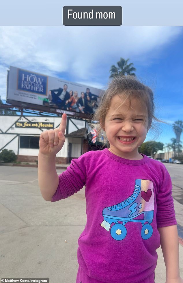 Biggest fans: Hilary called her husband, Matthew Koma, her biggest fan, and shared a photo she had taken of their four-year-old daughter Banks on Instagram Stories, pointing to a billboard promoting her hit show