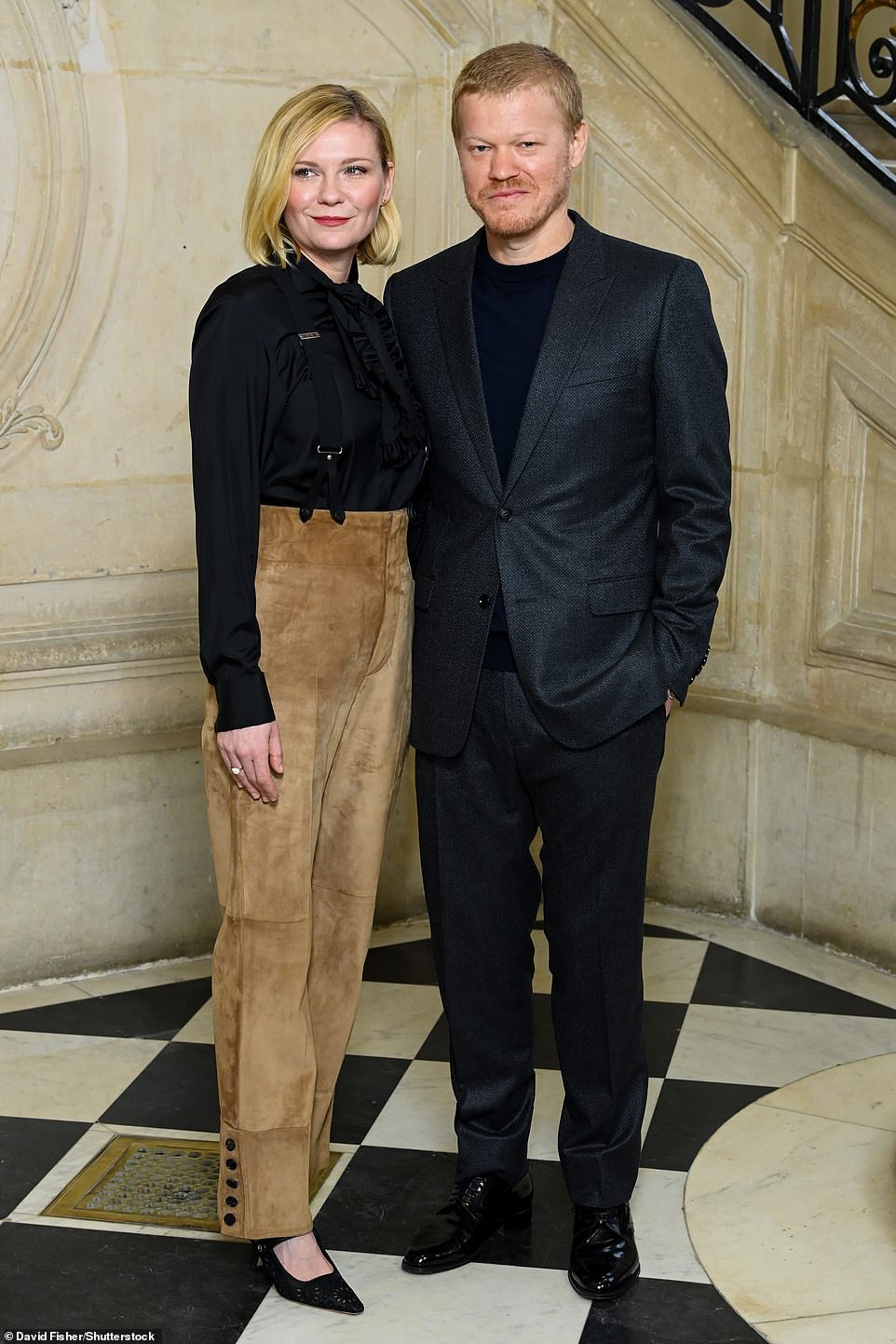 Cosy: Kirsten and her husband Jesse Plemons posed together