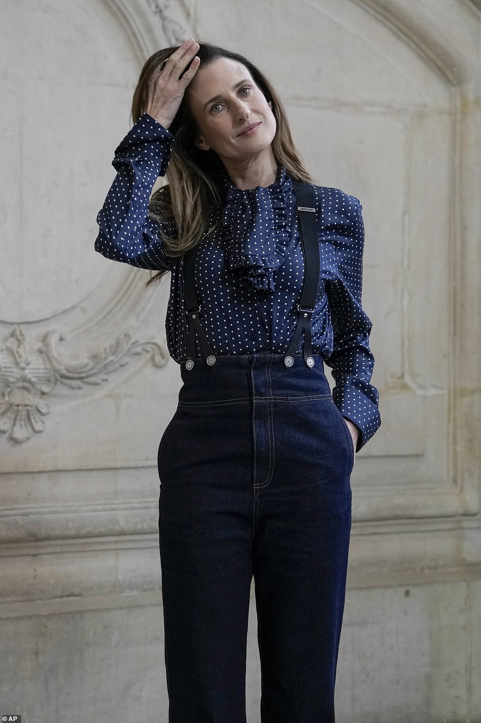 Outfit: Camille Cottin attends a photo shoot ahead of the Dior Haute Couture Spring-Summer 2023 collection presentation in Paris