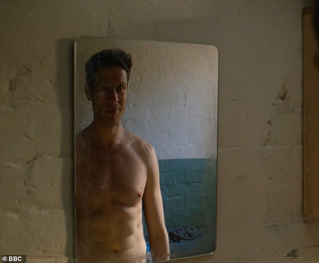 Woah – the villain had certainly been working out in jail while admiring his ripped physique in the mirror.