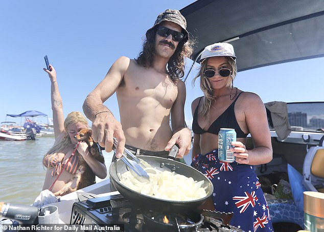 Australians celebrated the national holiday on Wave Break Island on the Gold Coast last year.