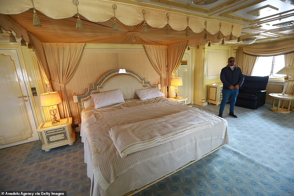 The ship is equipped with a presidential suite comprising Saddam's private quarters, dining rooms and bedrooms.