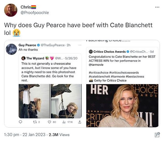 Pearce and Blanchett, two of Australia's most famous actors, appear to be locked in a long-standing rivalry, leaving fans shocked as they had no idea there was 'beef' between them.