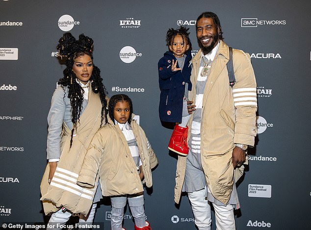 A family affair: The beauty coordinated her family's red carpet look for the film's Sundance debut;  seen on sunday