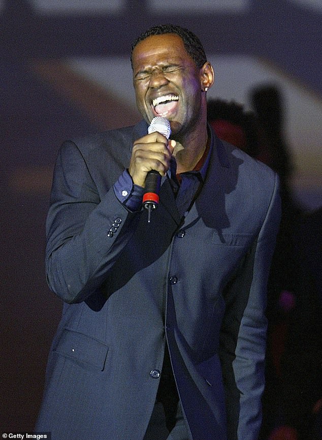 Crooner: Brian (pictured March 2004) has enjoyed a successful music career for over 30 years, best known for his self-titled platinum album and mega-hits Anytime and Back At On.
