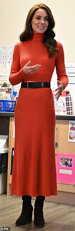 The Princess of Wales wore orange during her visit to Foxcubs Nursery in Luton on January 18.