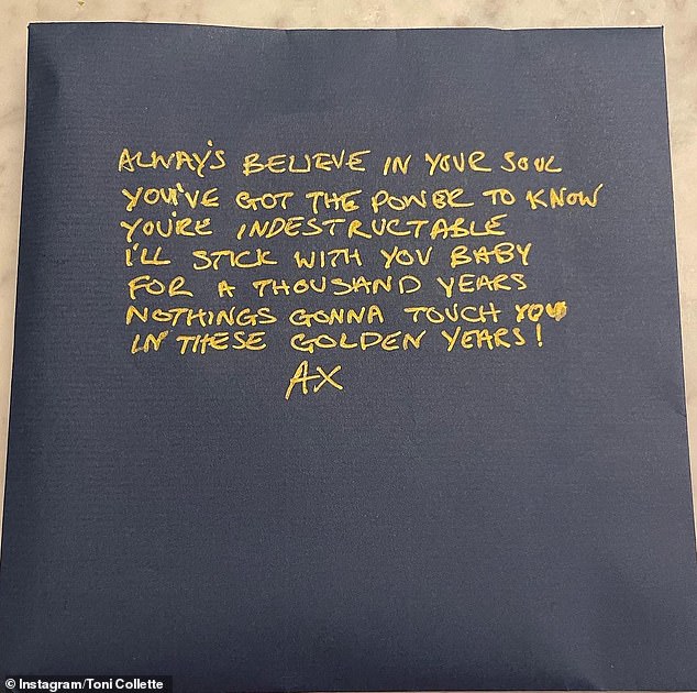 Always believe in your soul.  You have the power to know that you are indestructible,' she reads to herself, in part.  'I'll stay with you baby for a thousand years.  Nothing will touch you in these golden years,' she finished.