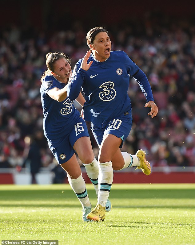 A late header helped Kerr bring Chelsea FC level with Arsenal during a Women's Super League match