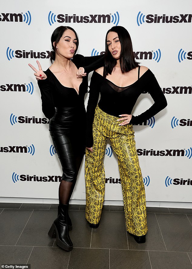 Brie Wwe Porn - Brie and Nikki Bella rock matching outfits while visiting SiriusXM and  Watch What Happens Live in New York