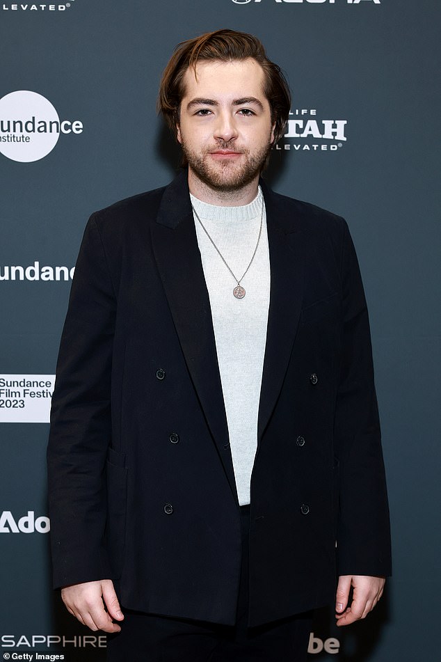 Special event: The The Many Saint Of Newark actor donned a pair of black pants along with a white crew-neck sweater to help keep him warm in the freezing temperatures