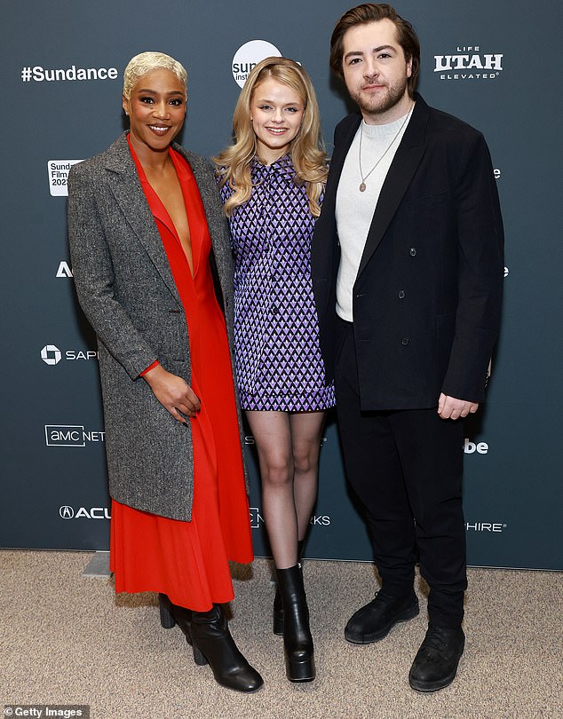 Together!  Michael was photographed with some of his fellow co-stars, including Tiffany Haddish (far left) and Kylie Rogers, at the screening.