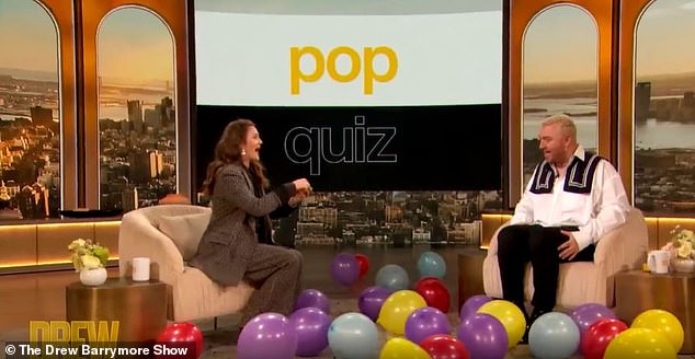 The host and actress chat with the singer in a pop quiz segment about his early celebrity crushes.