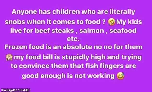 This dad took to Facebook to let others know that his kids are food snobs and only eat steak and salmon.