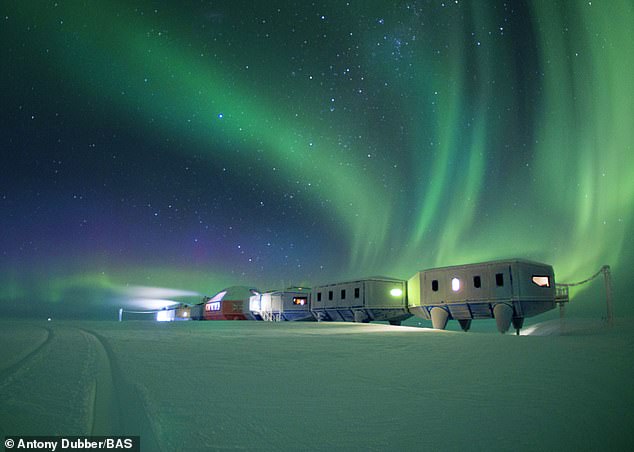 All of the 21 staff working at the Halley Research Station (pictured) with the British Antarctic Survey  were completely safe, and had been preparing for this eventuality