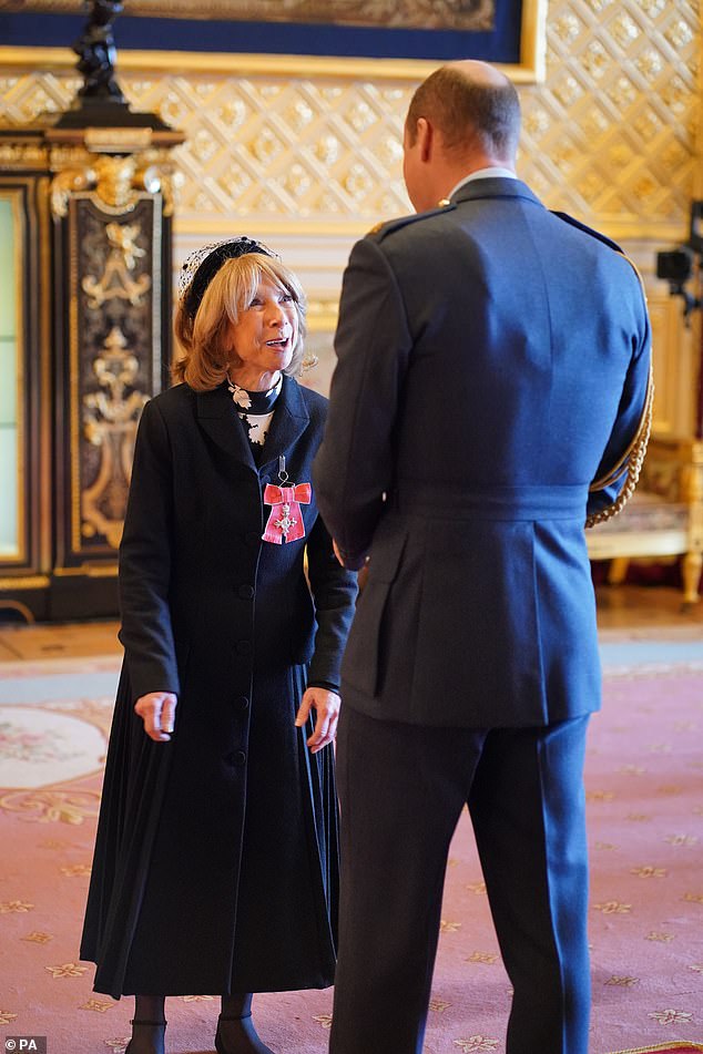 Thrilled: The Ossett-born actress who has played Gail Platt on the soap since 1974, collected her honor from the Prince of Wales on Wednesday