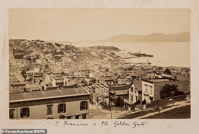 The couple spent time in San Francisco on the East Coast taking this photo of the Golden Gate Strait before the bridge was built.