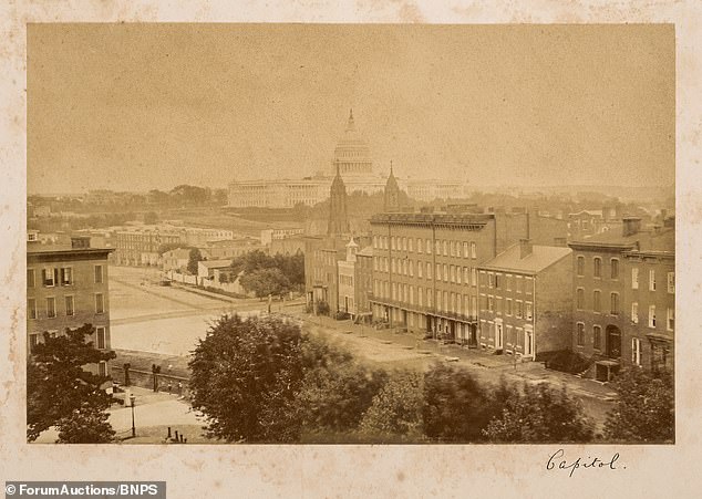 Hobhouse and his wife also visited Washington.  The Capitol can be seen above, with the city skyline largely cleared by tall buildings.