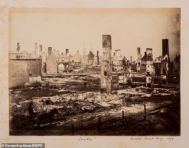 Another image reveals the devastating damage done to a Quebec city following a fire in 1876