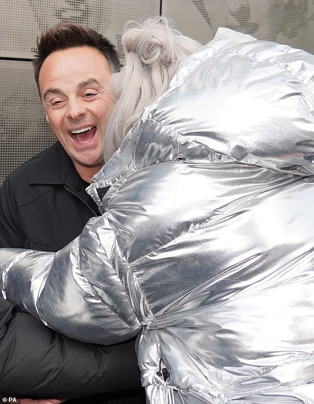 Giggles: Host Ant McPartlin, meanwhile, was mobbed by the crowd as soon as he arrived, which seemed to amuse him more.