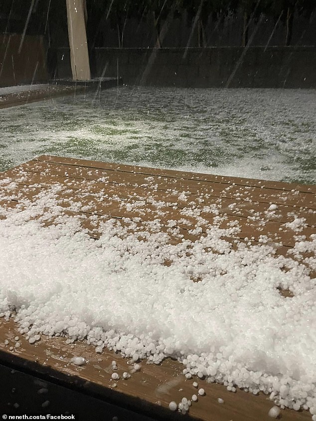 Accumulated hail at Stonecutters Ridge Golf Club in Western Sydney