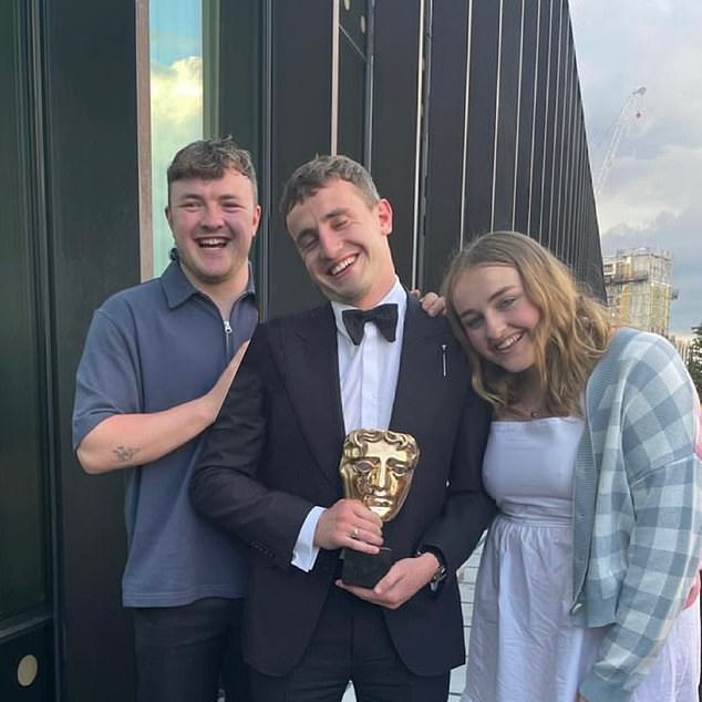 Family Affair: Paul Mescal celebrates BAFTAS with his brother Donnacha and sister Nell in 2021