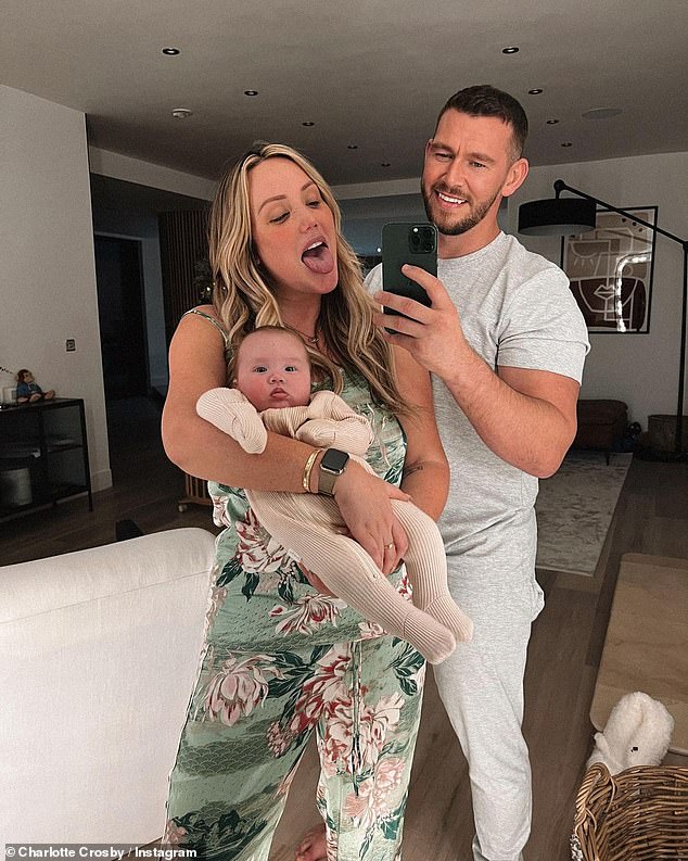 Settling in: Charlotte and boyfriend Jake Ankers have been loving life as parents since welcoming their newcomer in October