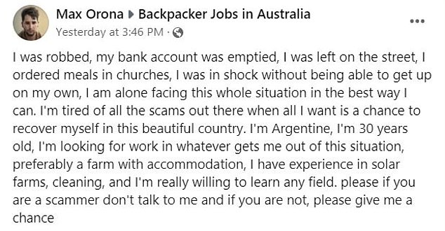 Her post (pictured) garnered hundreds of comments with job offers pouring in.