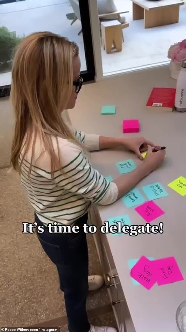 Time to hand out the chores: Reese went into overdrive to make sure all the chores were done