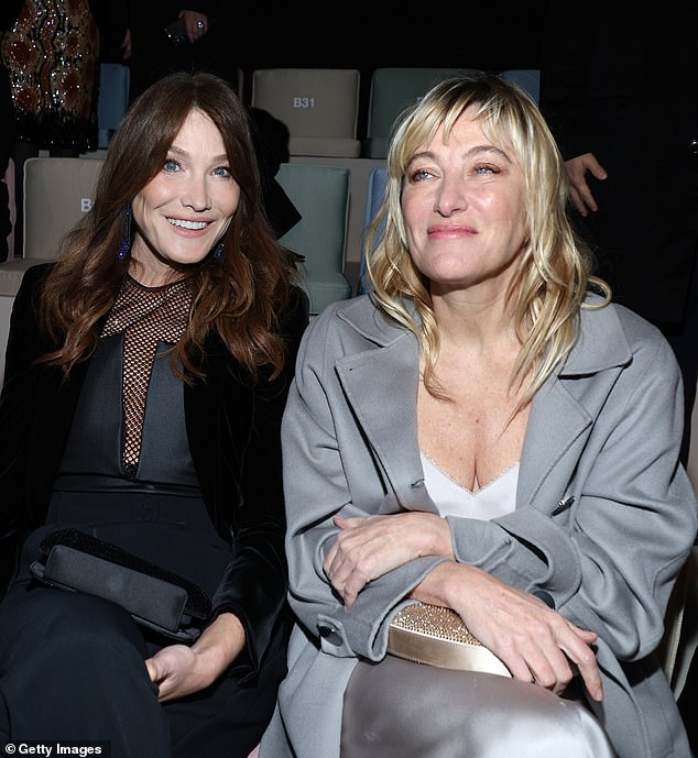 The singer and supermodel attended the parade tonight with her sister, actress Valeria Bruni Tedeschi, 58.