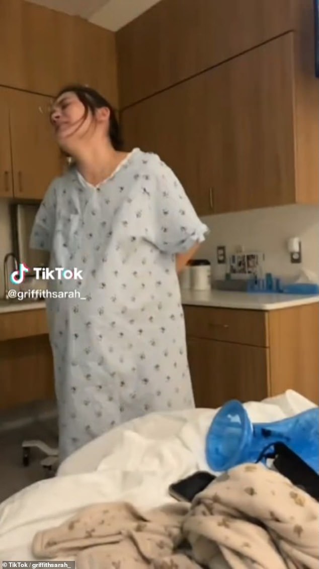 Griffith then shared a short video of herself in labor without the filter as proof.