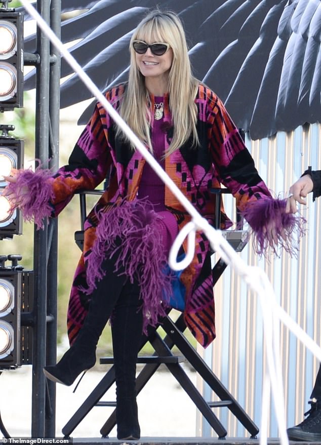 Heidi Klum Flaunts Her Sense Of Style In A Colorful Coat On The Set Of Germany S Next Top Model