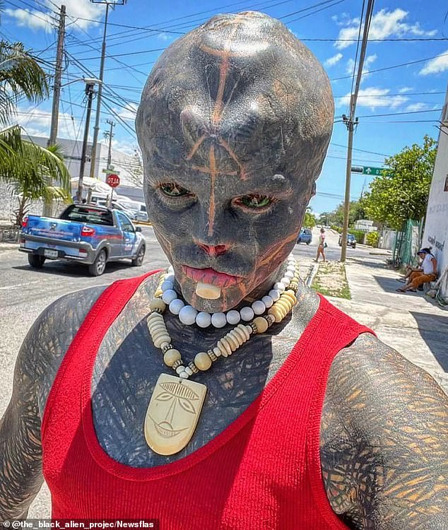 The Frenchman likes to document his body modification journey on Instagram, where he shows off his tattoo and extreme looks.