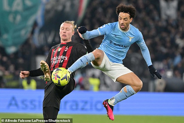 Former West Ham striker Felipe Anderson (right) managed to get on the scoreboard late in the game.