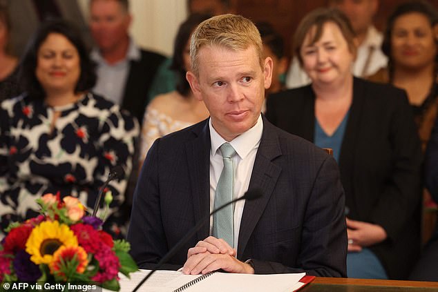 Chris Hipkins (pictured) has been sworn in as New Zealand's next Prime Minister by the Governor General