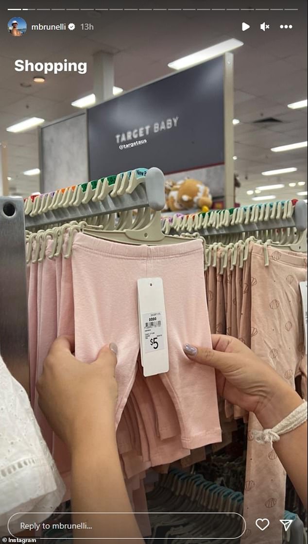 The personal trainer shared a series of Instagram posts Tuesday while shopping for baby clothes, and one revealing photo showed him inspecting a pair of pink leggings.