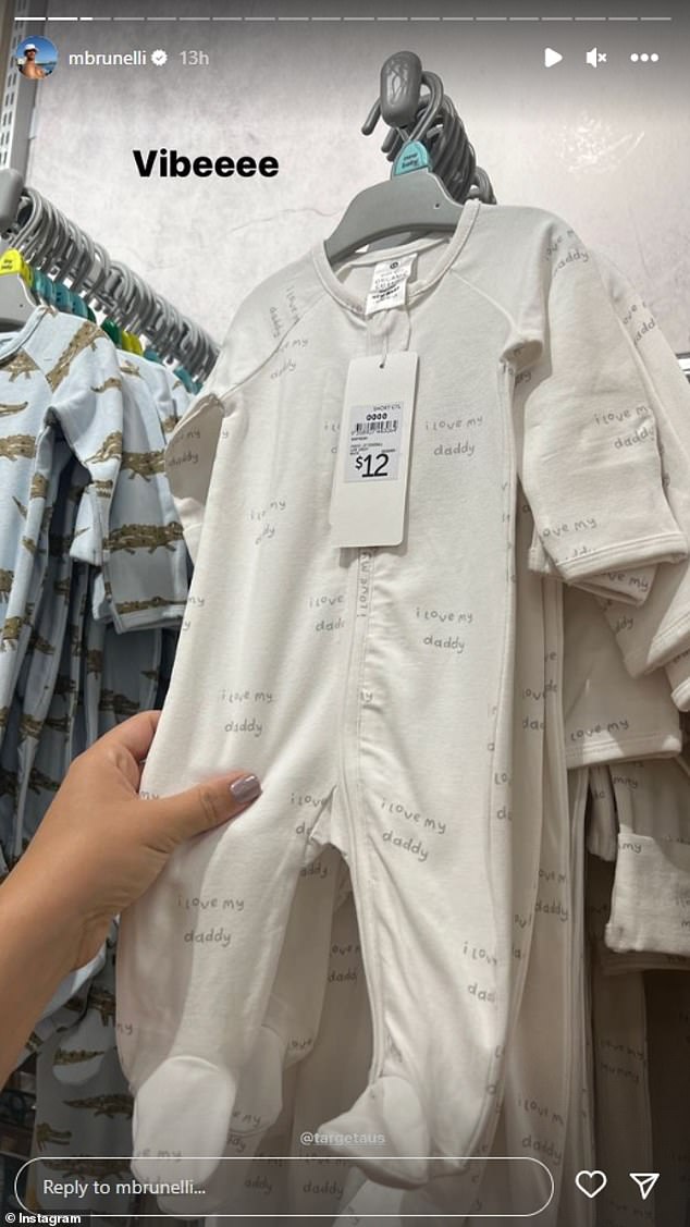 Yet another snap, taken while the 32-year-old was browsing the baby section at Kmart, also showed a gender-neutral beige bodysuit.