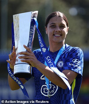 Kerr, pictured winning the Women's Super League with Chelsea last year, is one of the most recognizable female footballers on the ground.